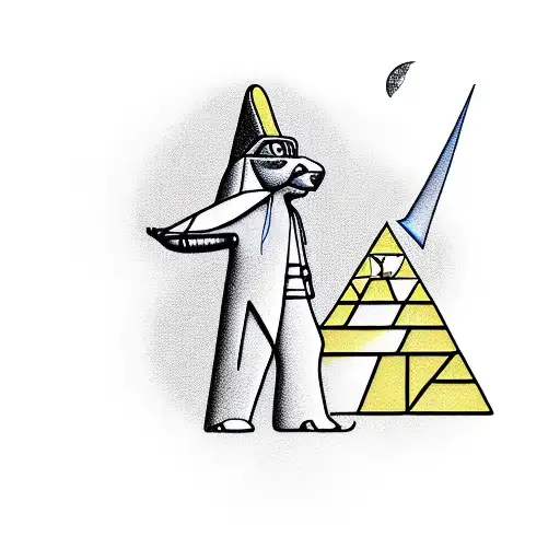 Anubis With Pyramid And Moon