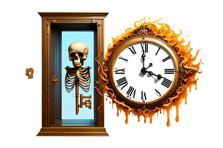 Melting Clock An Skeleton Key Unlocking A Door