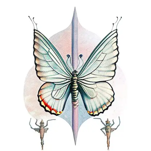 A Mystical Antique Tarot Card Surrounded By Delicate Butterfly Wings