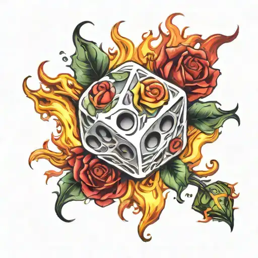 Dice Rose Flames