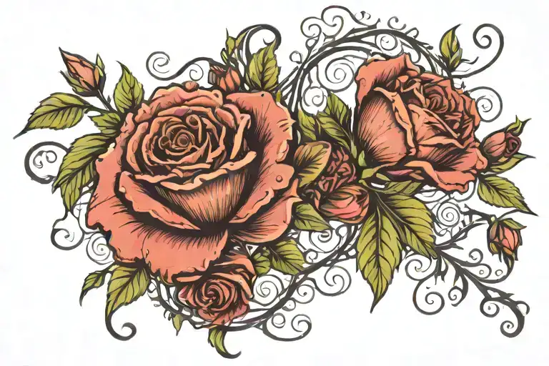 Rose And Carnation Flower Vine Straight