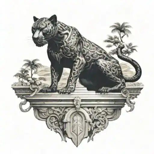 Black Panther Guarding A Soldiers Memorial