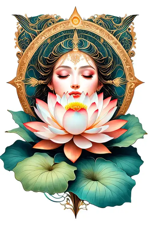 Compas And Lotus Flower Intertwined