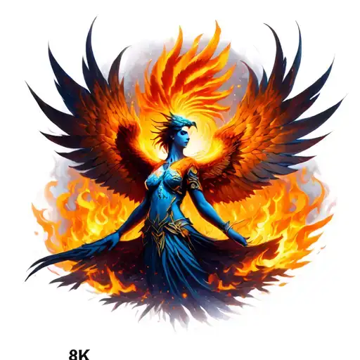 Phoenix Rising Warrior Goddess Emerging Victoriously From The Ashes