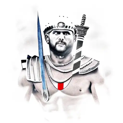Roman Gladiator With Italian Flag