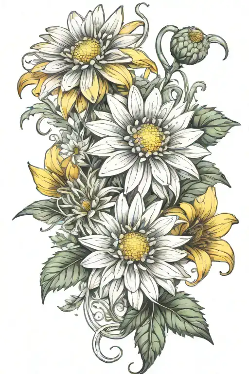 Daisy Lily Chrysanthemum Tangled Together