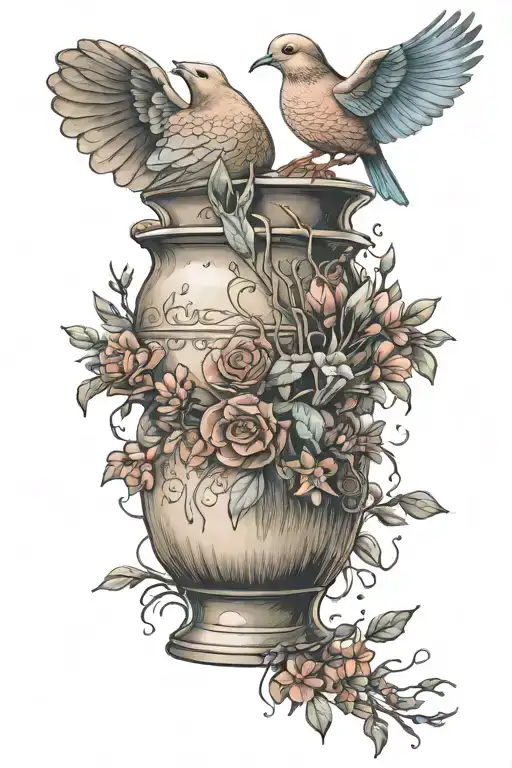 Mourning Dove Carrying Water Vase