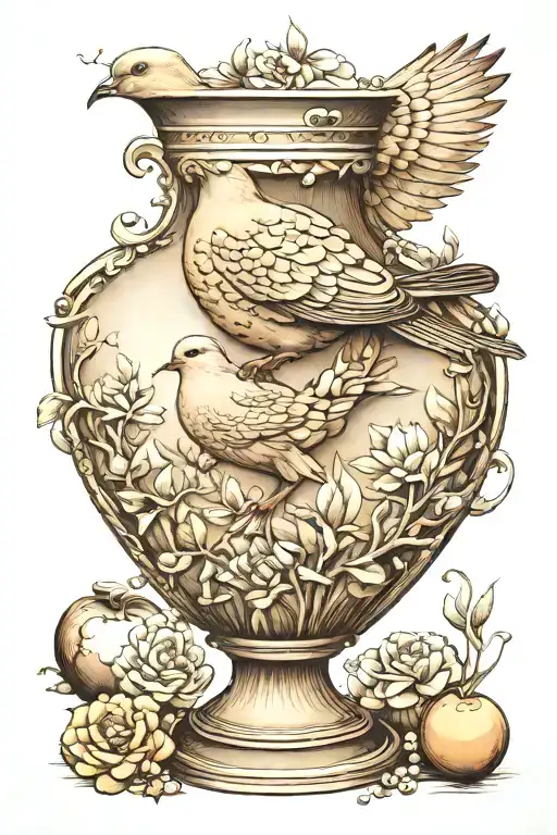 Mourning Dove Carrying Water Vase