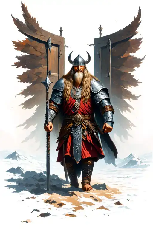 Viking Warrior Escorted To Valhalla Doors