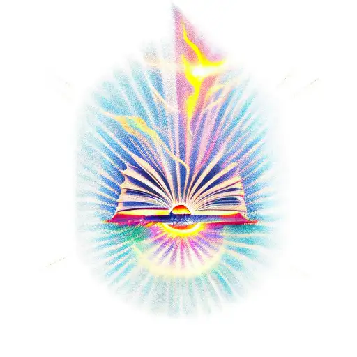 A Tattoo Of An Open Book With Rays Of Light Bursting Out Of It
