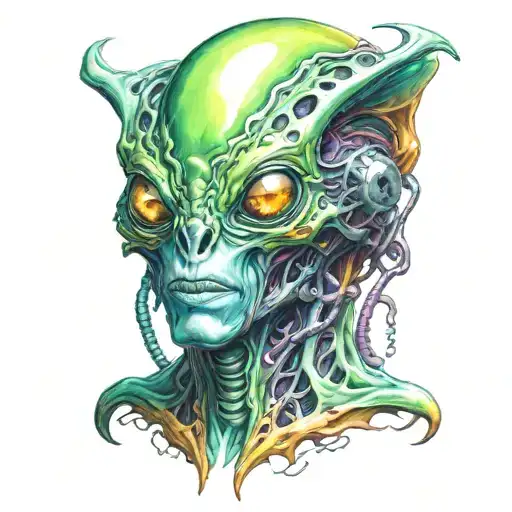 Alien Head Bright Colors