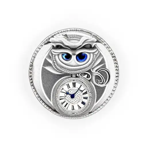 Pocket Watch With An Ouroboros Around The Clock And An Eye In Te Center Of The Pocket Watch