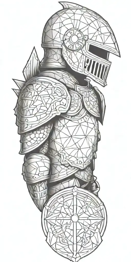 Geometric Tattoo Featuring Medieval Armor