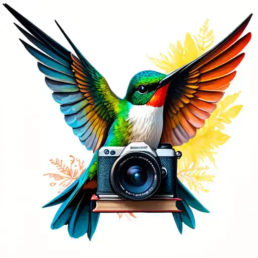 Humming Bird With A Camera And Book