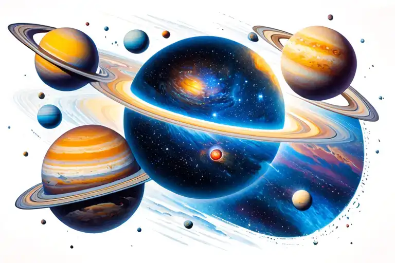 Outer Space Surrounded By Planets