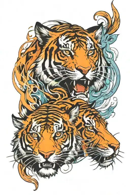 Fire Tiger Shiva Trident Intertwined Within