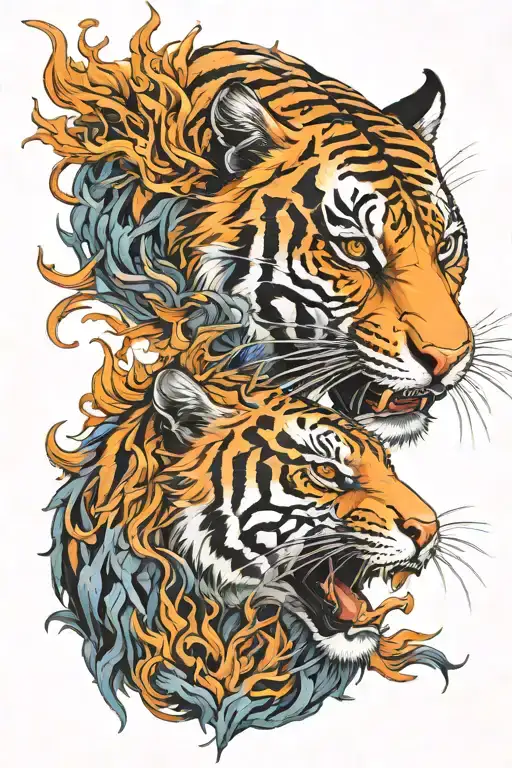 Fire Tiger Trident Intertwined Within