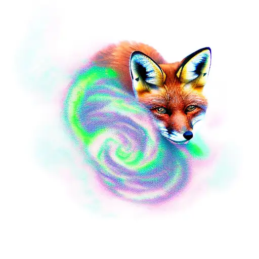 A Fox Surrounded By Swirling Northern Lights