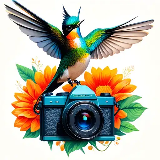 Humming Bird With A Camera And Closed Book
