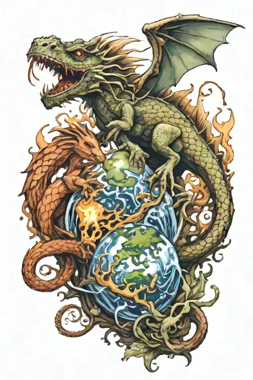 Earth Dragon And Wood Dragon With Fire Rabbit And Water Rabbit