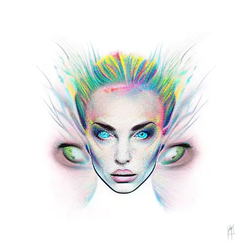 Woman Portrait With No Pupils