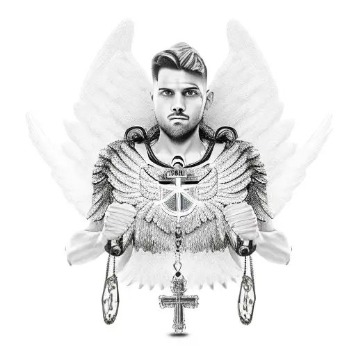 Male Armoured Guardian Angel Holding Rosary