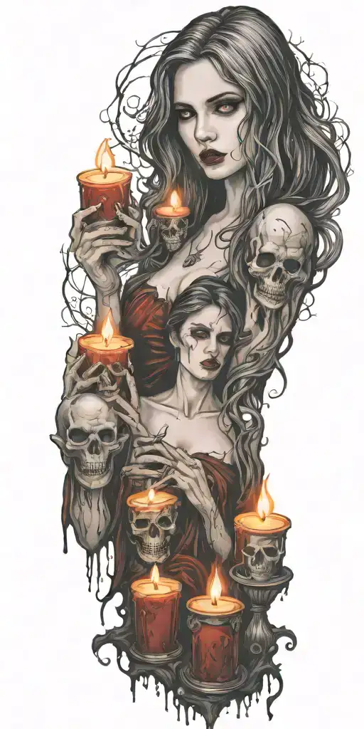 Multiple Vampire Blood Women Candle Burning Cemetary