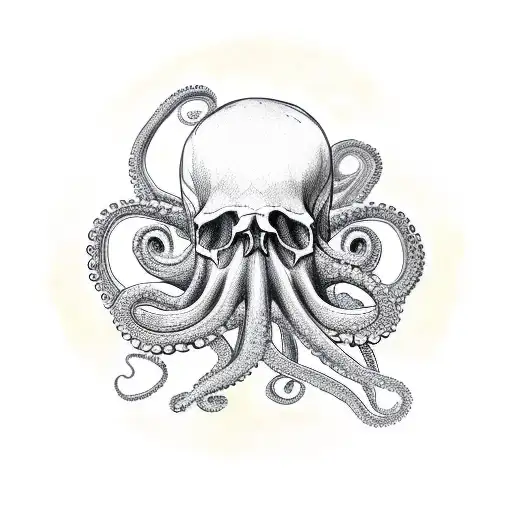Octopus Holdin Skull In Galaxy