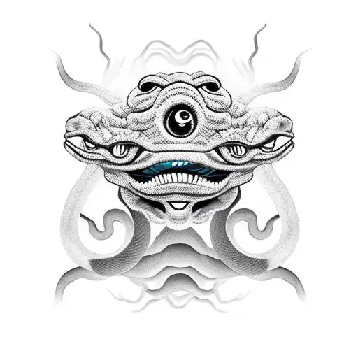 Japanese Oni Mask With A Snake Going Through The Eyes