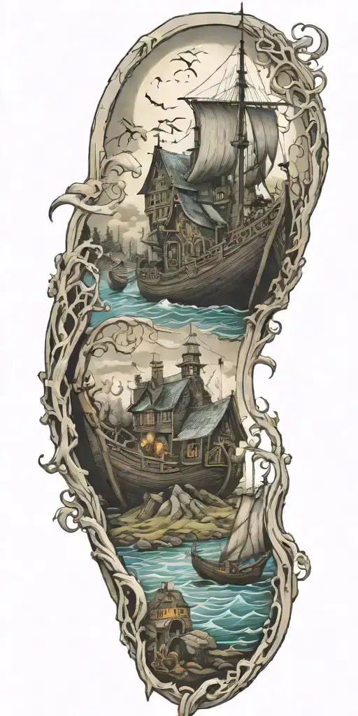 Cemetary Haunted House Viking Ship