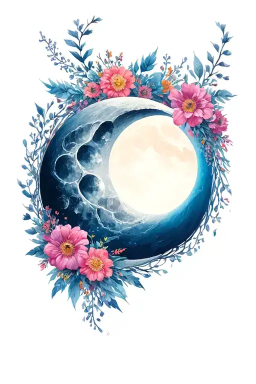 Double Crest Moon Phase Cycle Bisexual Lace Floral Bouquet Acceptance Forgiveness Growth