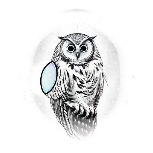 Owl With Moon Representing A Night Owl