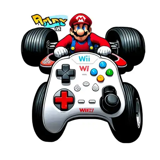 Mario Kart Driver On A Wii Remote Control