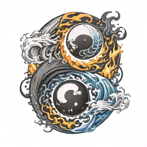 Yin Yang With Fire And Ice