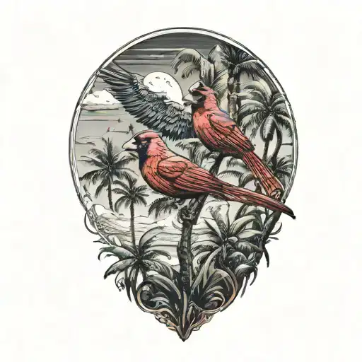 Flying Cardinal Palm Trees