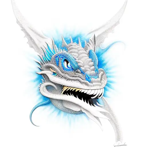Black Dragon With Blue Eyes And Blue Mustache