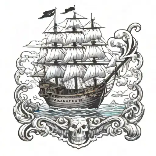 Large Pirate Ship Sailing