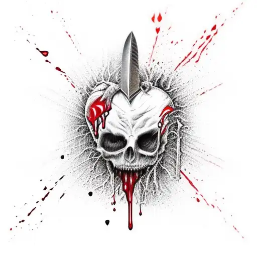 Dripping Blood Heart With Sword