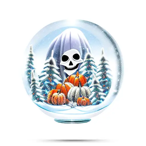 Spooky Snow Globe With Ghosts Pumpkins Skeletons