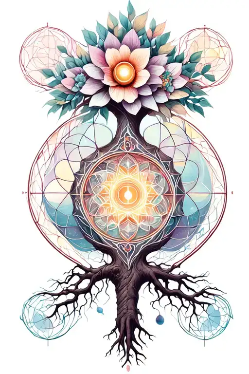 Sacred Geometry Flower Tree Of Life Root Chakra Symbol Surrounded