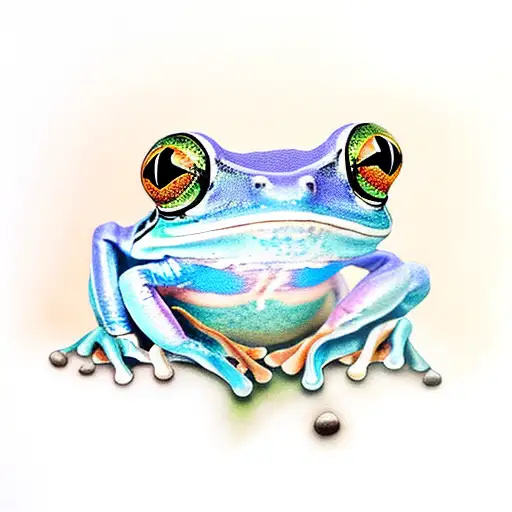 Mystical Tree Frog Surrounded By Mushrooms