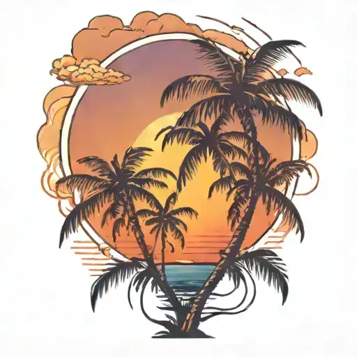 Palm Tree Sunset Sky