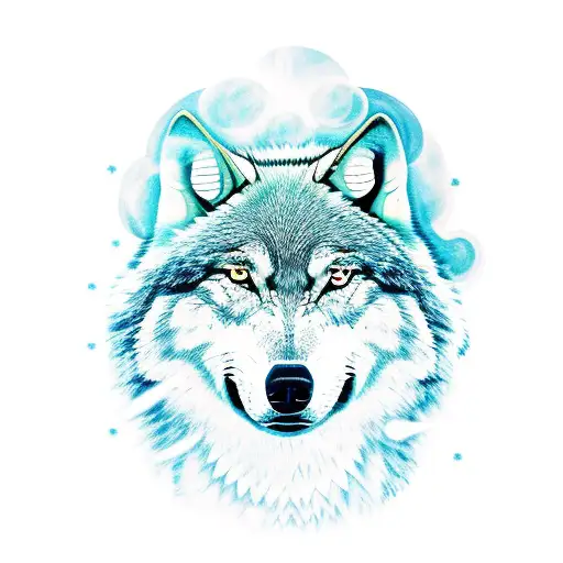 Howling Wolf Under Night Sky In The Jungle