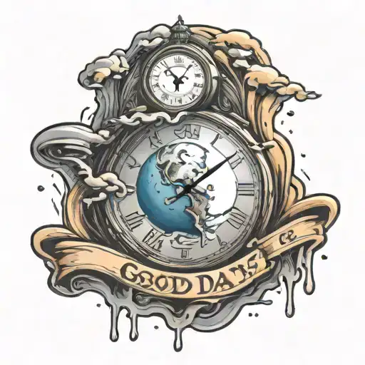 Melted Clock Face With The Planet Saturn And The Words Good Days