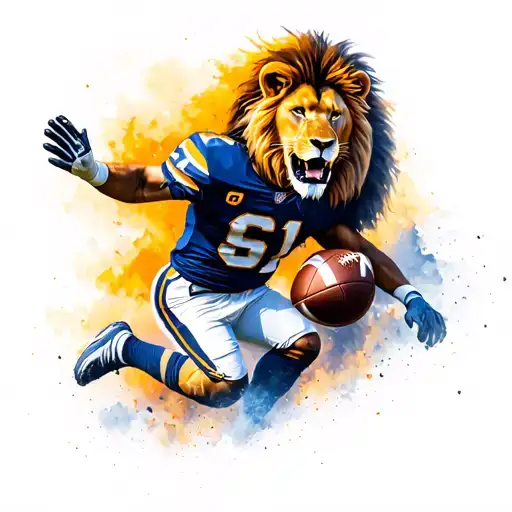 Lion And Football Player Kicking