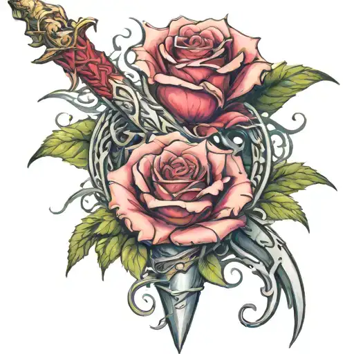 Dragon Rose Sword Intertwined