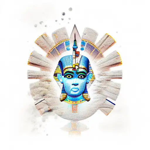 A Tattoo Design Combining Elements Of Egyptian History And Music