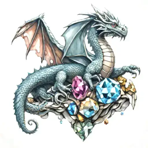 Dragon Guarding Gemstones