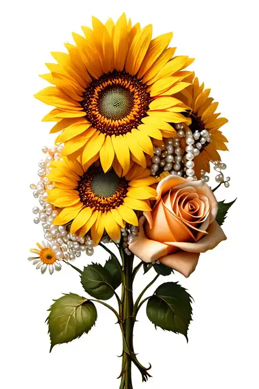 Sunflower Daisy Bouquet Pearls Rose Thorn Rbg Dissent Collar