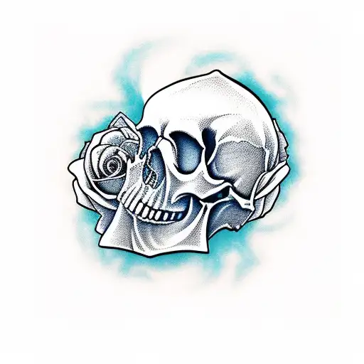 A Skull In A Big Rose